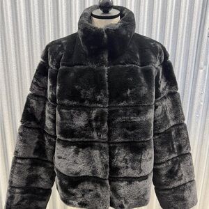 Karl Lagerfeld Black Faux Fur Teddy Jacket